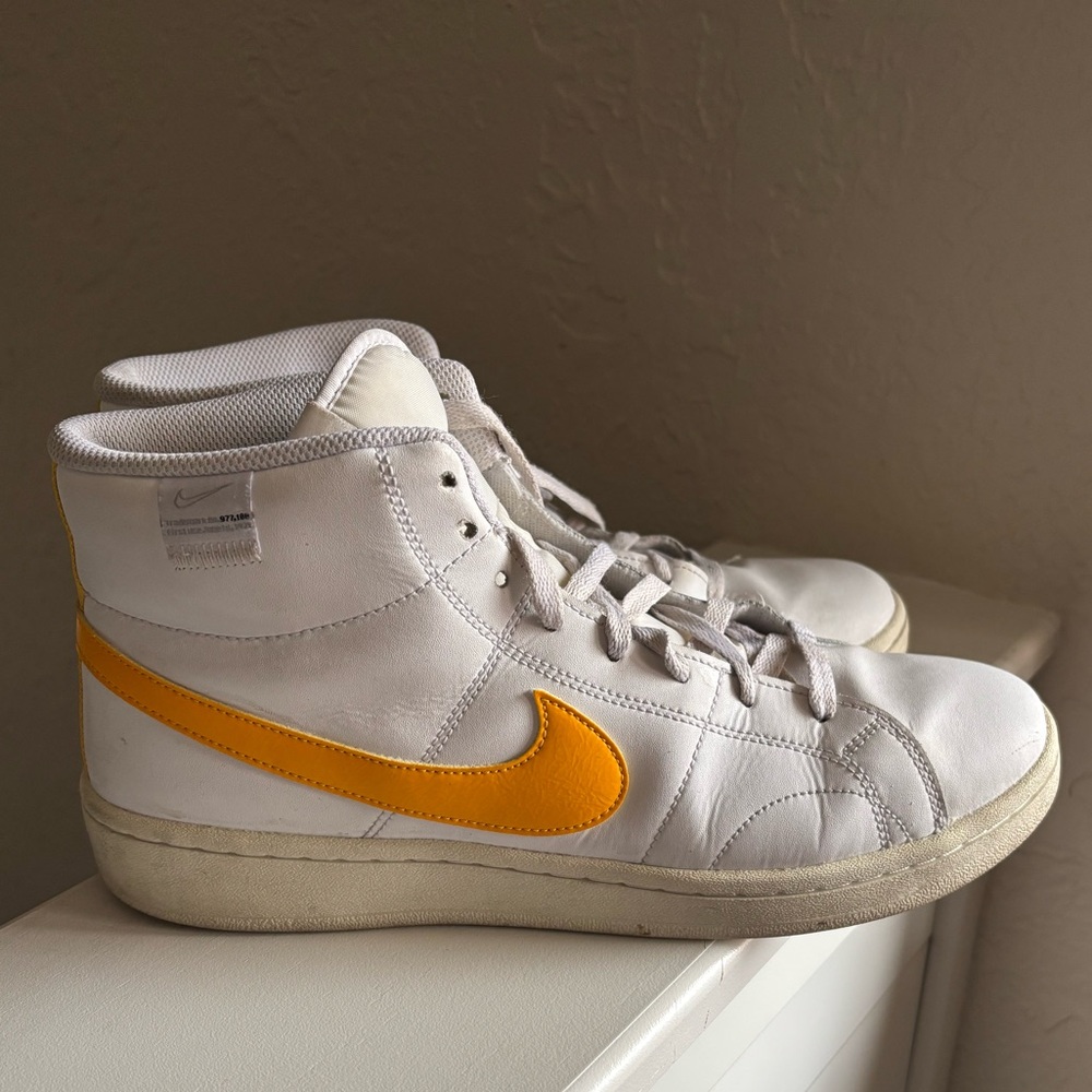 Nike Court Royale 2 Mid Sneakers 50th Anniversary White Yellow Swoosh Men’s 12